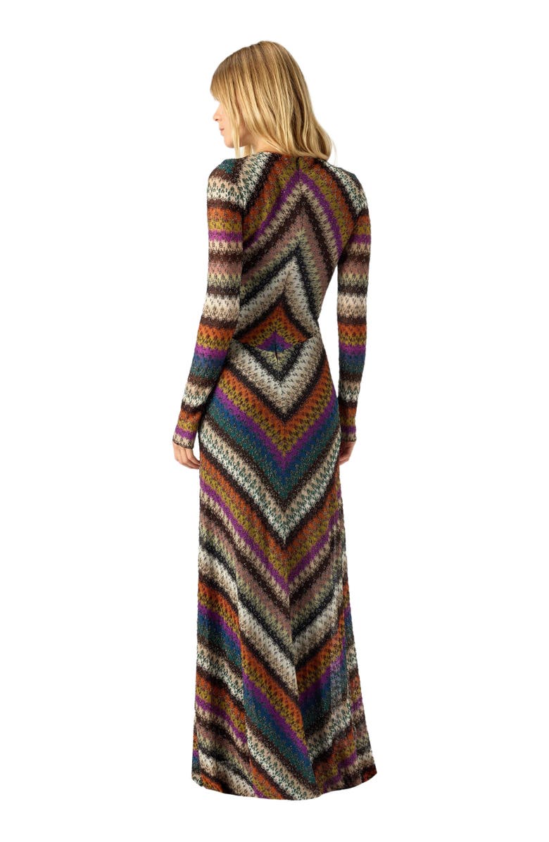 Missoni Flared Long Dress With V-neck And Long Sleeves, Alternate, color, Multicoloured