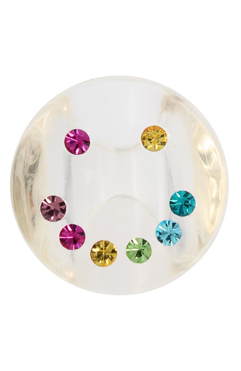 Kurt Geiger London Crystal Smiley Resin Ring, Alternate, color,