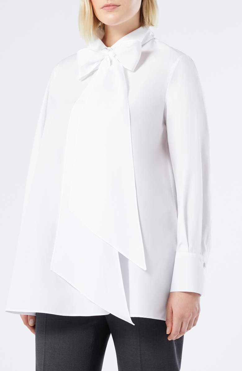 Marina Rinaldi Opera Comfort Fit Cotton Poplin Shirt, Main, color, Optical White