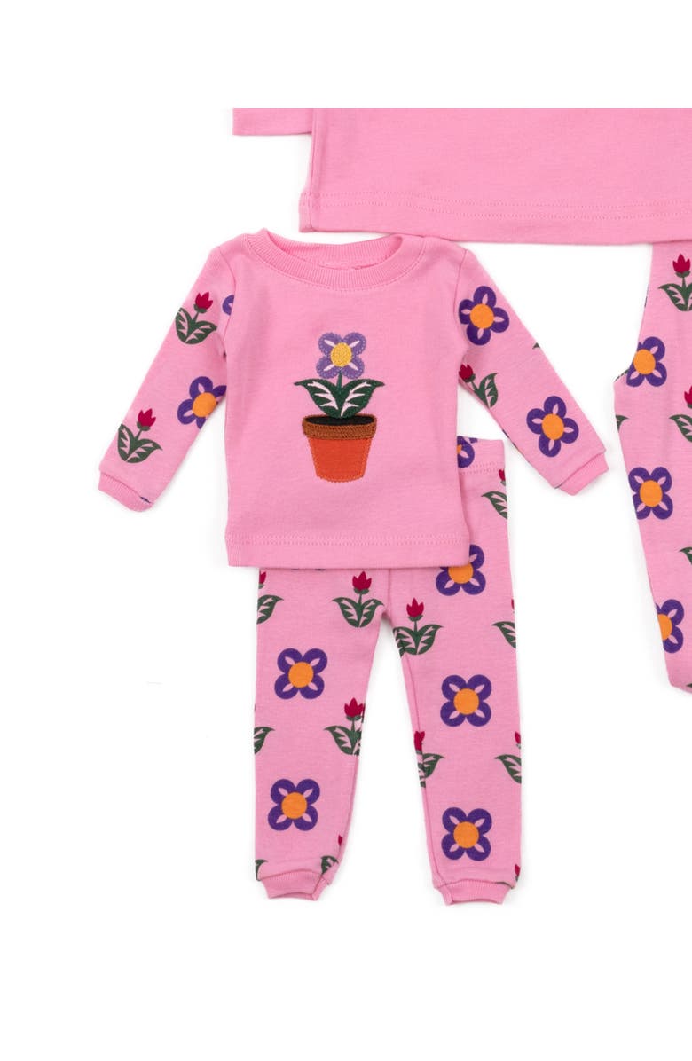 Leveret Girls 2-pc. Cotton Pajamas with Matching Doll Accessory - Spring & Everyday Prints, Alternate, color, Flower Pot Pink