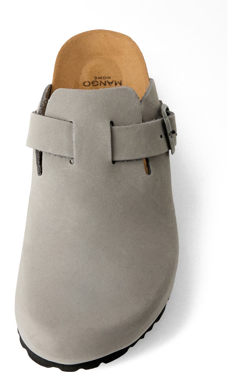 MANGO Leather Clog, Alternate, color, Light/ Pastel Grey