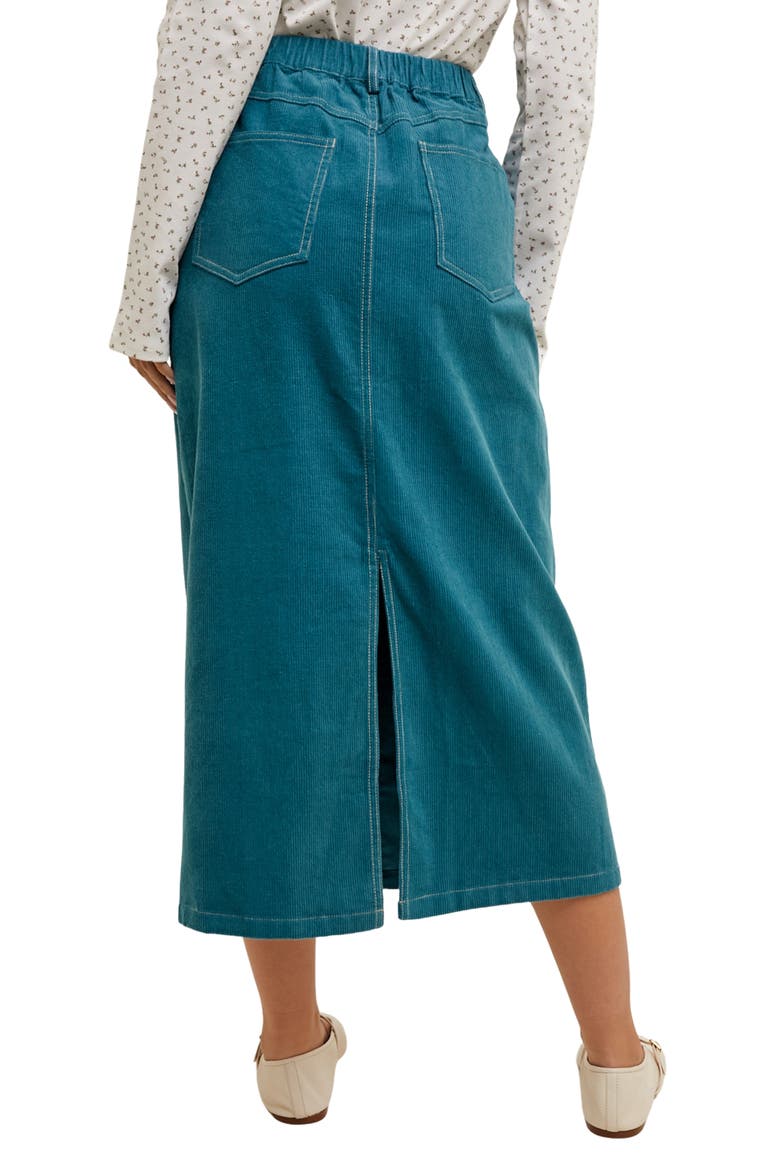 Corduroy Midi Skirt, Alternate, color, TEAL
