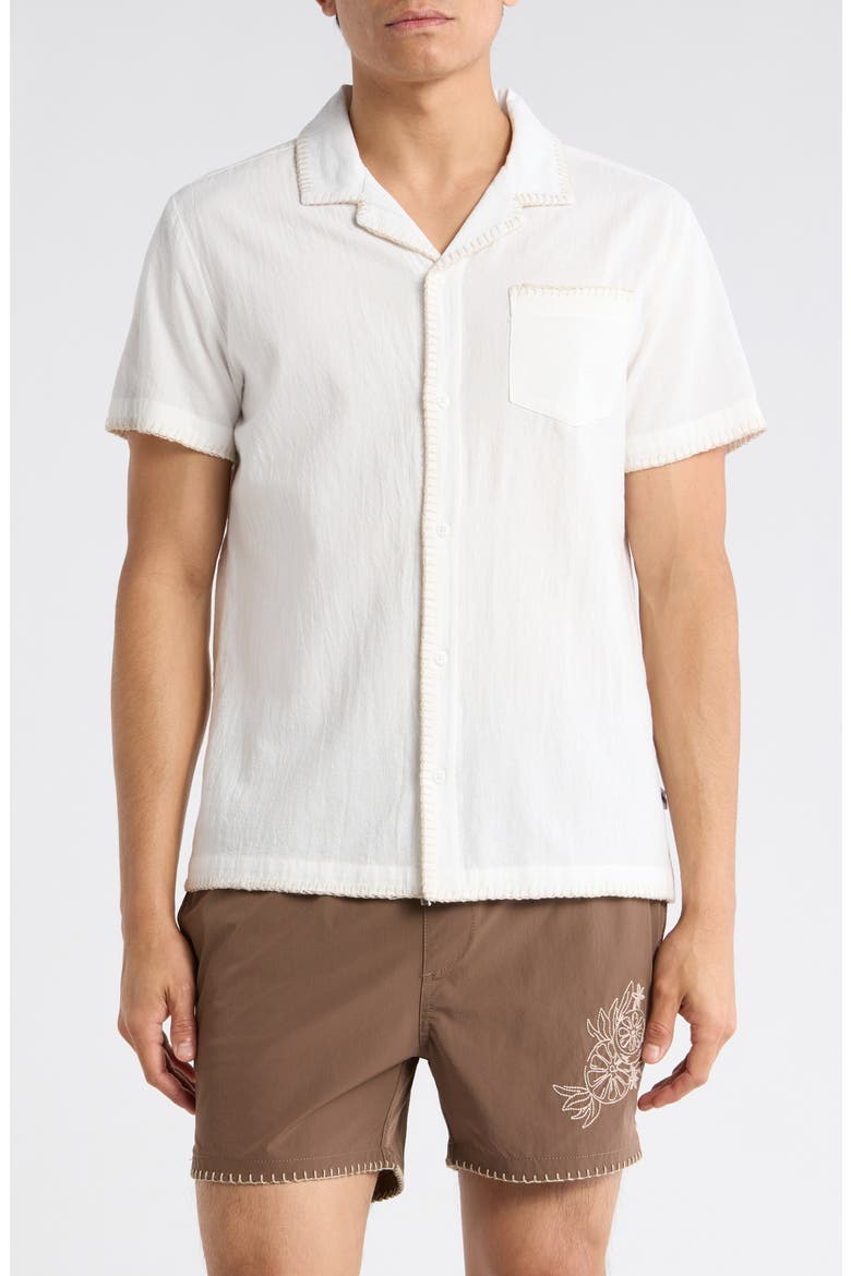 Short Sleeve Embroidered Camp Shirt, Main, color, WHITE