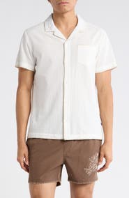 Vintage Summer Short Sleeve Embroidered Camp Shirt
