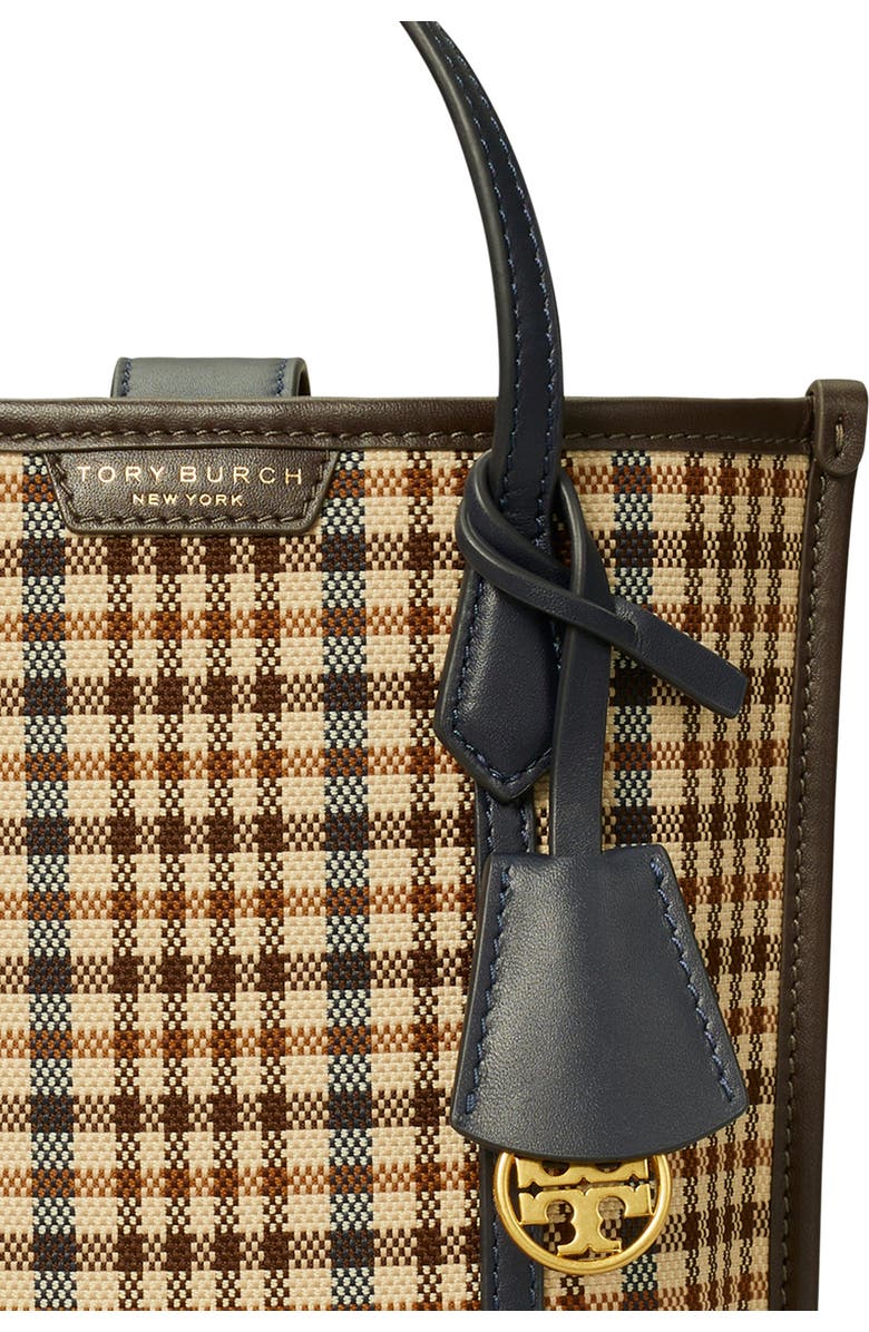 Tory Burch Mini Perry Plaid North/South Tote, Alternate, color,