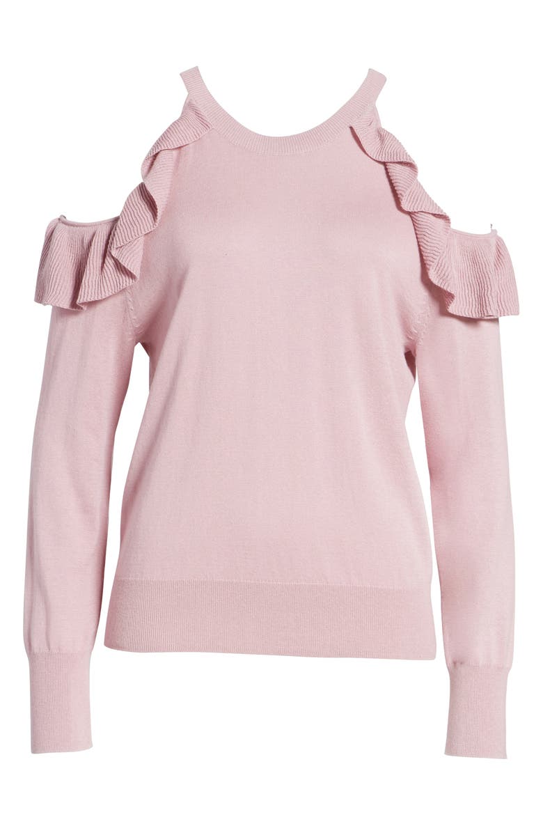 BP. Ruffle Cold Shoulder Pullover, Alternate, color, 