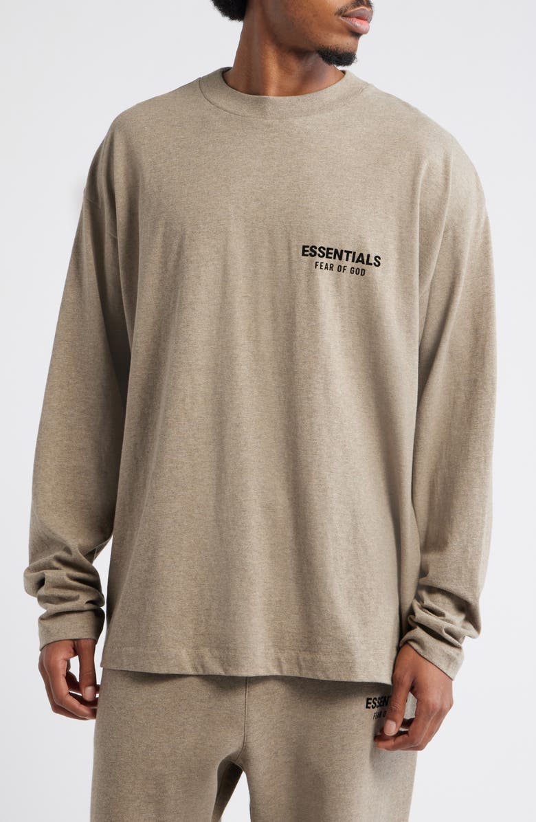 Fear of God Essentials Classic Fit Long Sleeve Logo Graphic T-Shirt, Main, color, Homestead Heather