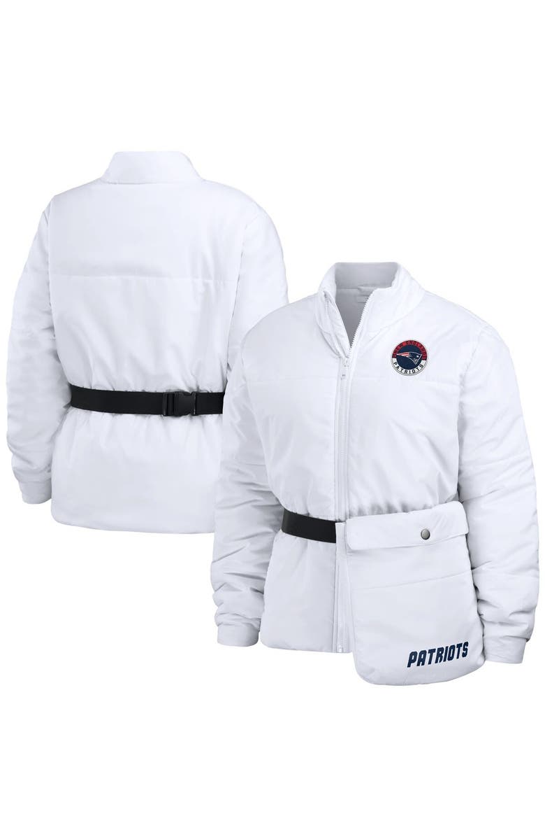WEAR by Erin Andrews Women's WEAR by Erin Andrews  White New England Patriots Packaway Full-Zip Puffer Jacket, Main, color, White