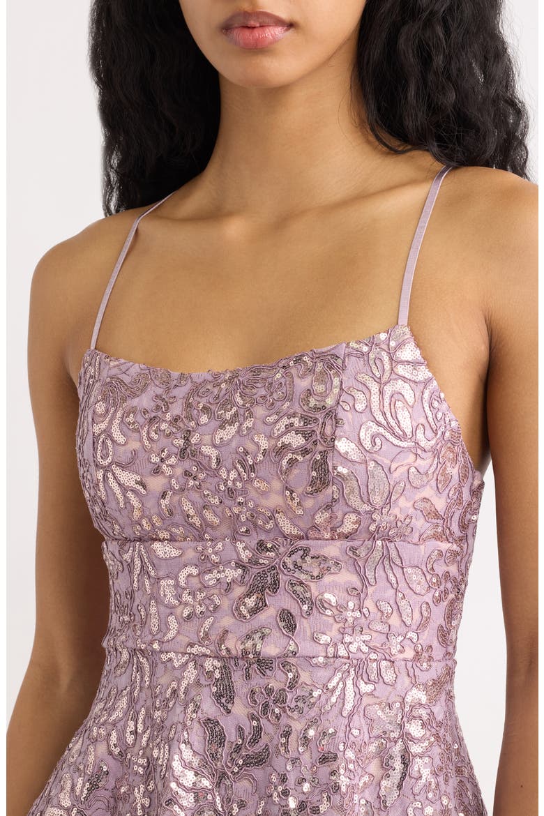 Sequin Skater Minidress, Alternate, color, MAUVE