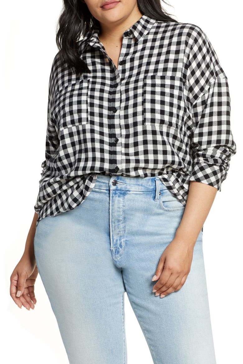 Plaid Boyfriend Shirt, Main, color, BLACK LOREN CHECK