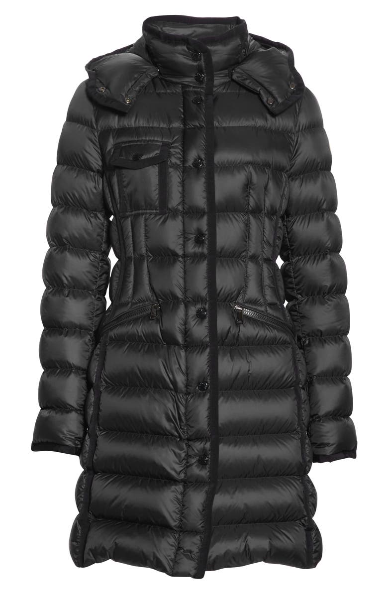 Moncler Hermine Grosgrain Trim Quilted Down Puffer Coat, Alternate, color, 
