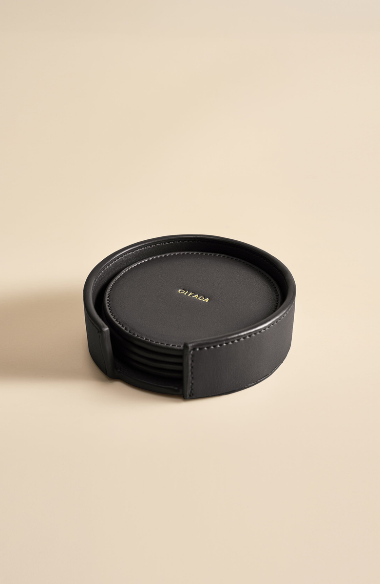 OLEADA Sip N Stay Coasters Set of 4, Main, color, Onyx