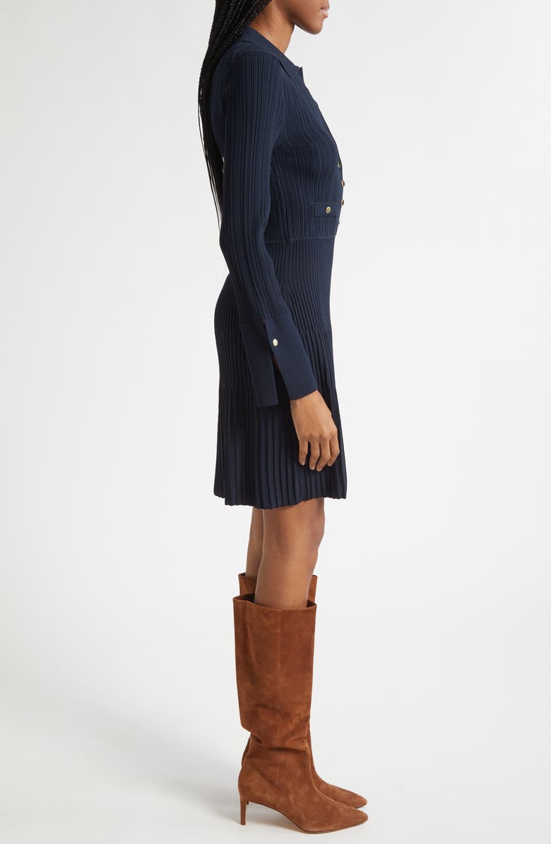 Veronica Beard Lauper Variegated Rib Long Sleeve Sweater Dress, Alternate, color, Navy