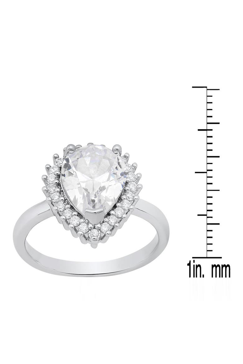 Pear Simulated Diamond Pavé Ring, Alternate, color, SILVER