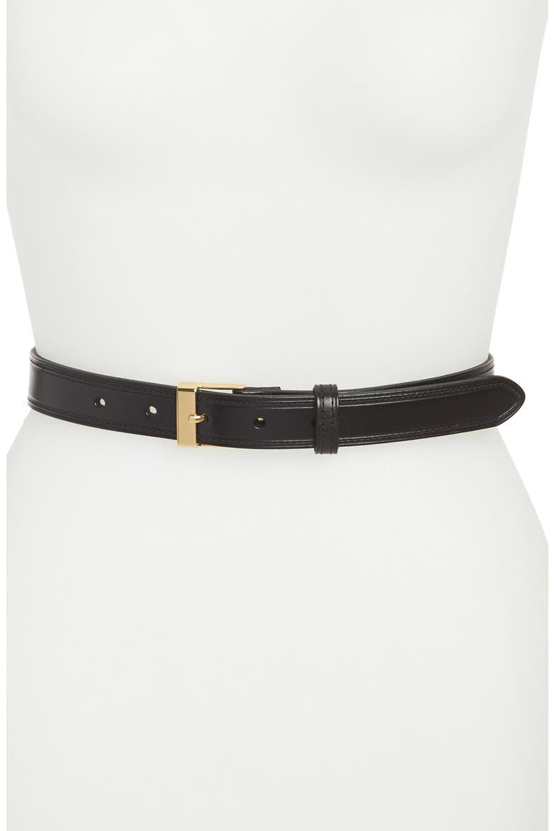 Vachetta Leather Belt, Main, color, BLACK