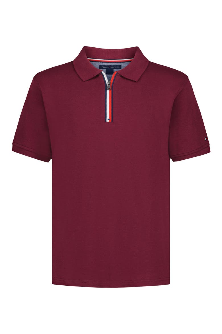 Kids' Signature Zip Polo, Main, color, ZINFANDEL