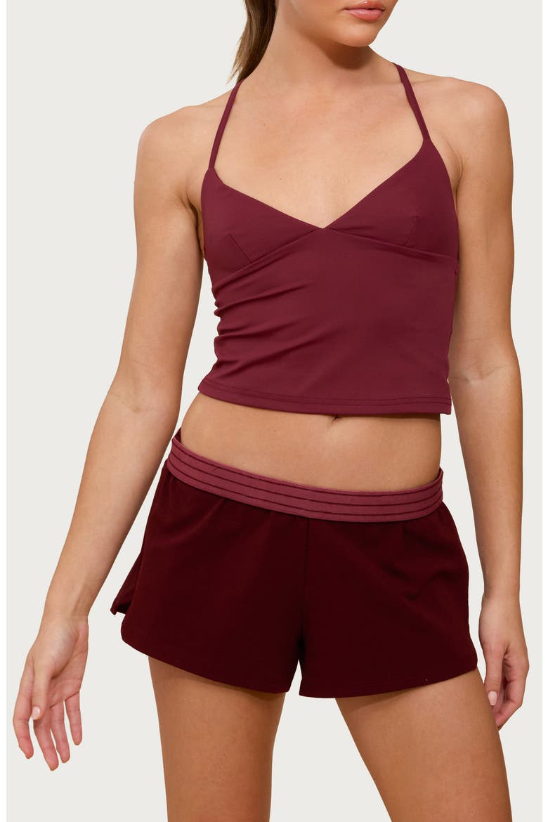 Felice Cross Back Crop Tank, Main, color, BURGUNDY