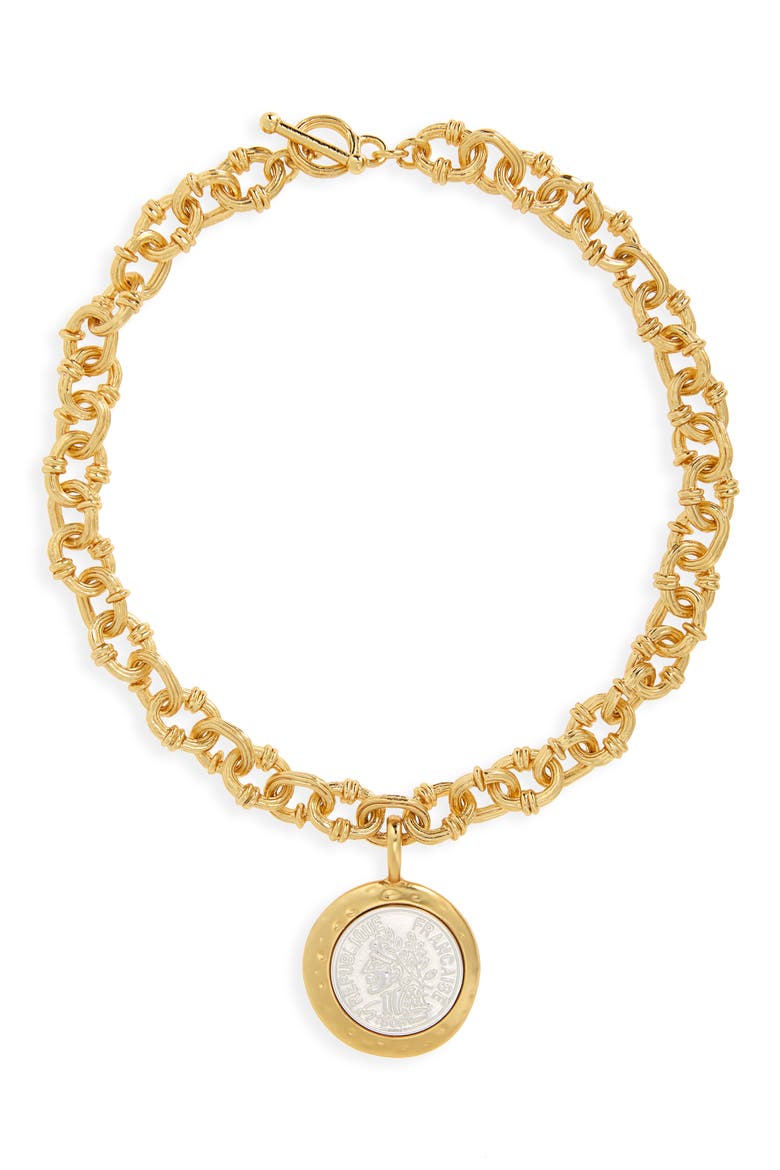 Coin Pendant Chunky Necklace, Main, color, MIXED METALS