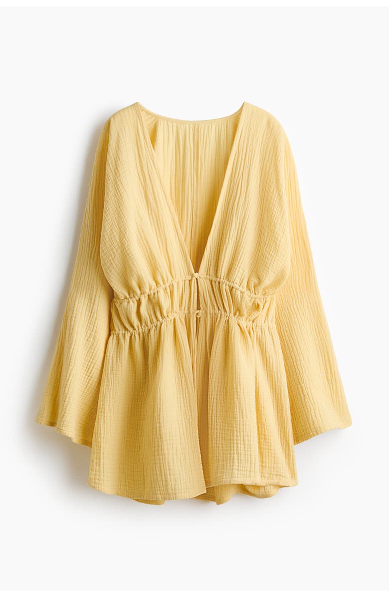 H&M Cotton Muslin Beach Kaftan, Alternate, color, Yellow