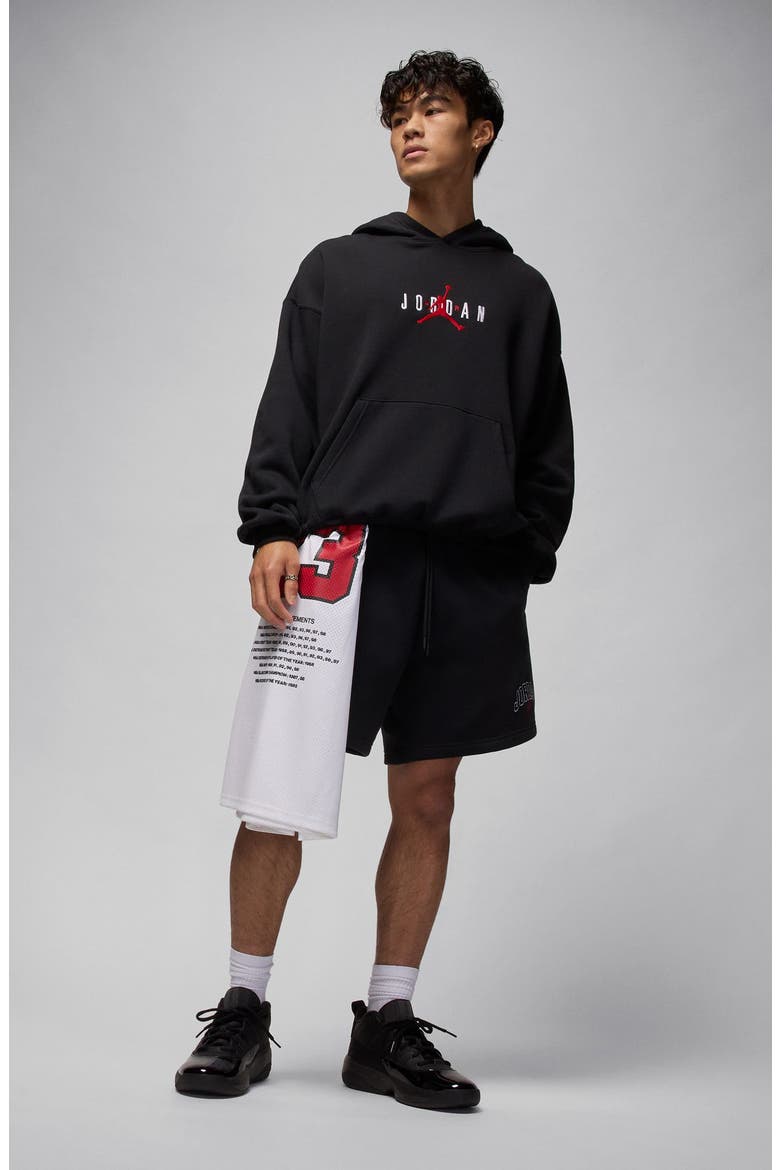 Brooklyn Oversize Stretch Hoodie, Alternate, color, BLACK/ GYM RED