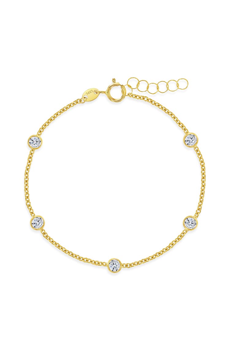 14k Cubic Zirconia Bezel Set Bracelet, Main, color, Gold