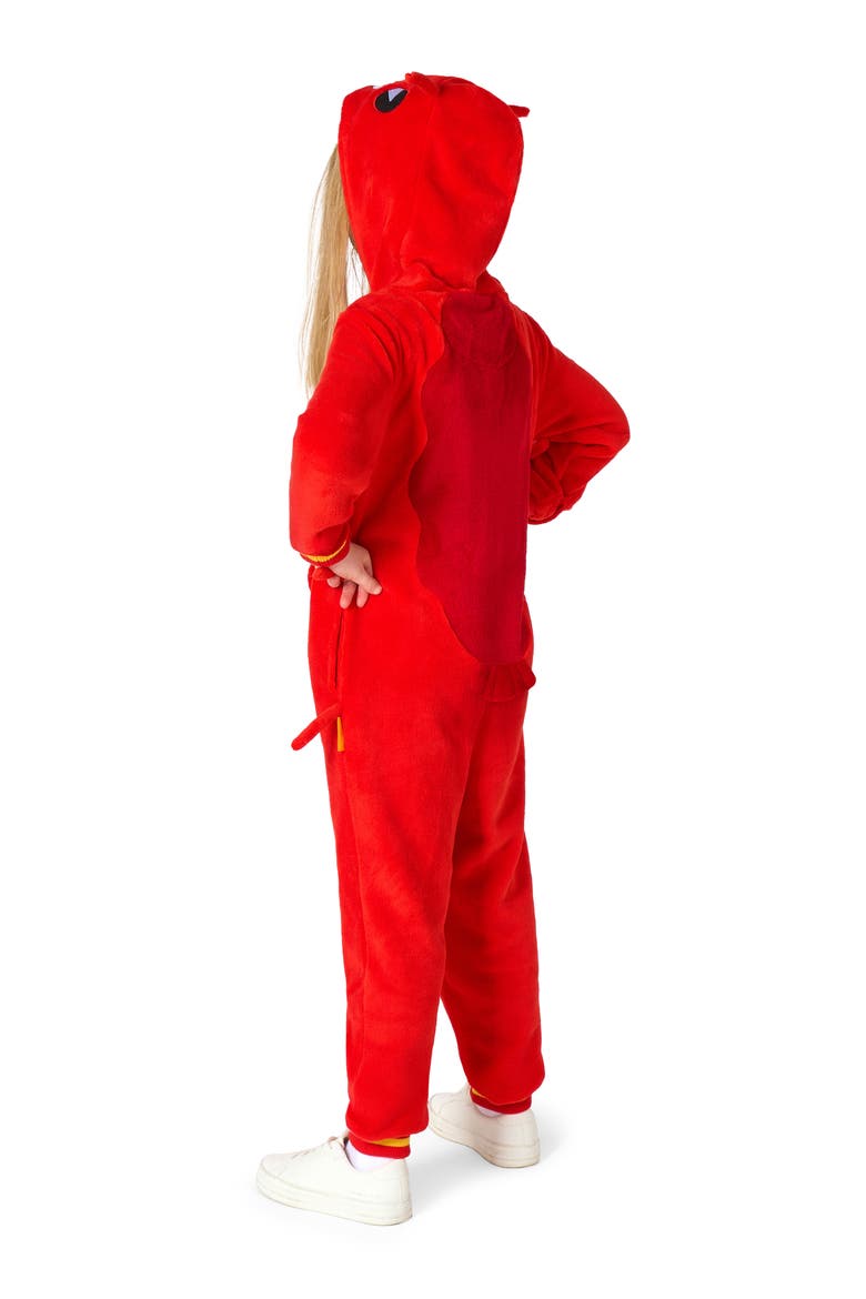 Kids' Lobster One Piece Hooded Jumpsuit, Alternate, color, RED
