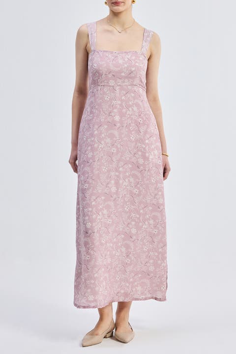Perfect Floral Maxi with Tapered Straps in Pink