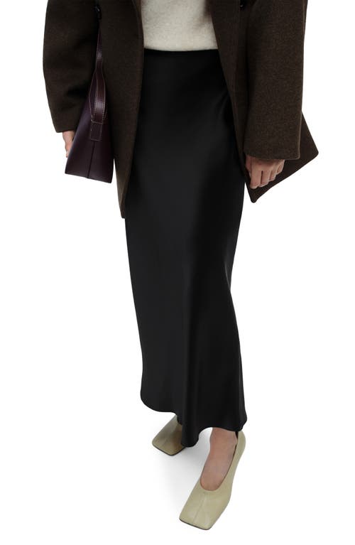Shop Mango Satin Midi Skirt In Black