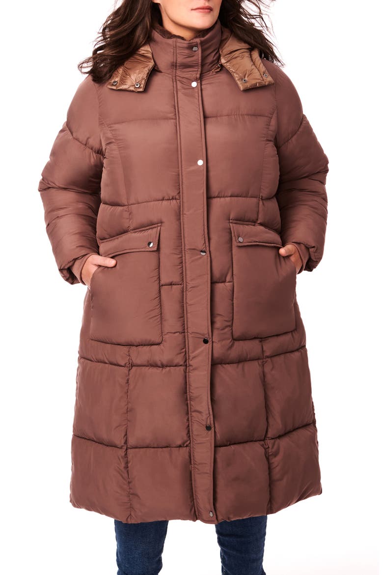 Heavyweight Faux Fur Collar Water Resistant Puffer Coat, Alternate, color, PEPPERCORN