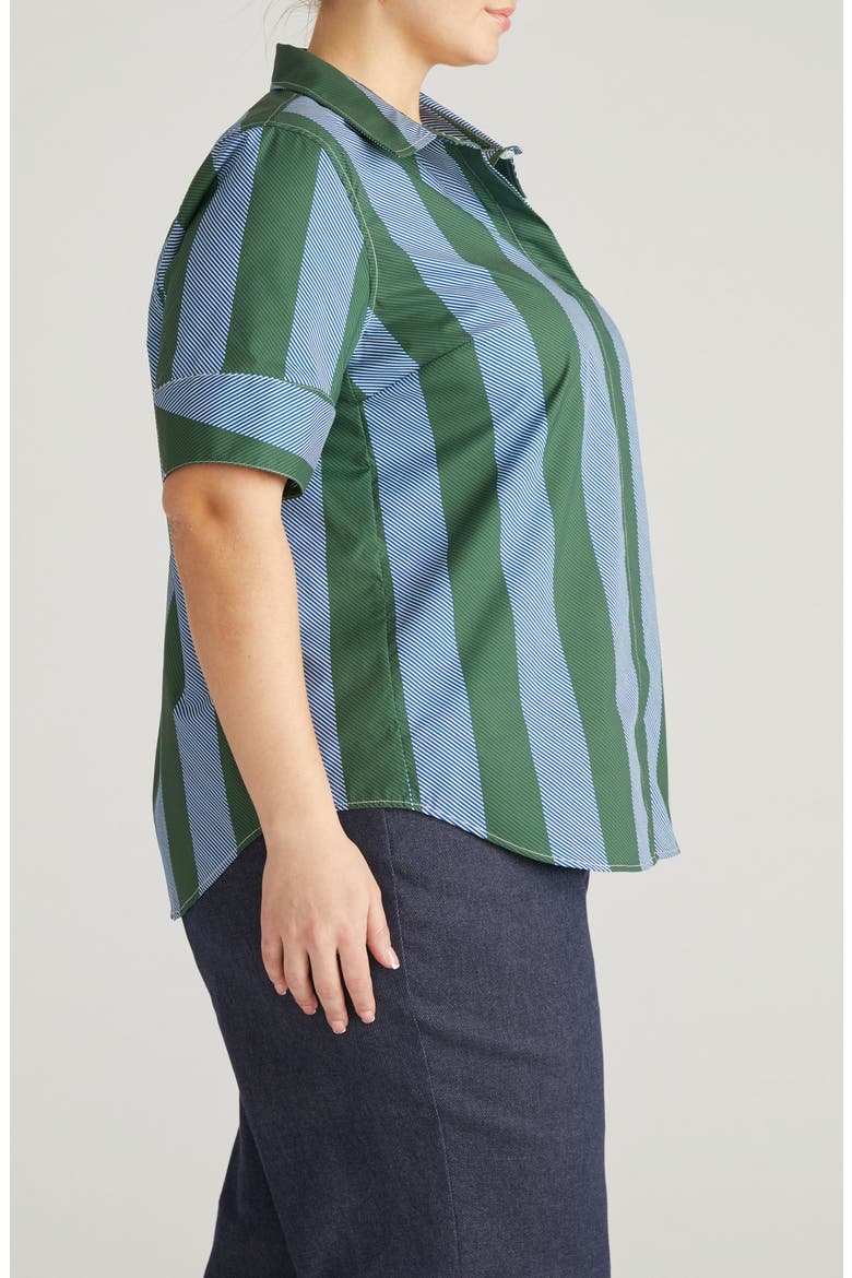 Stretch Poplin Shirt, Alternate, color, GREEN/ PURPLE STRIPE