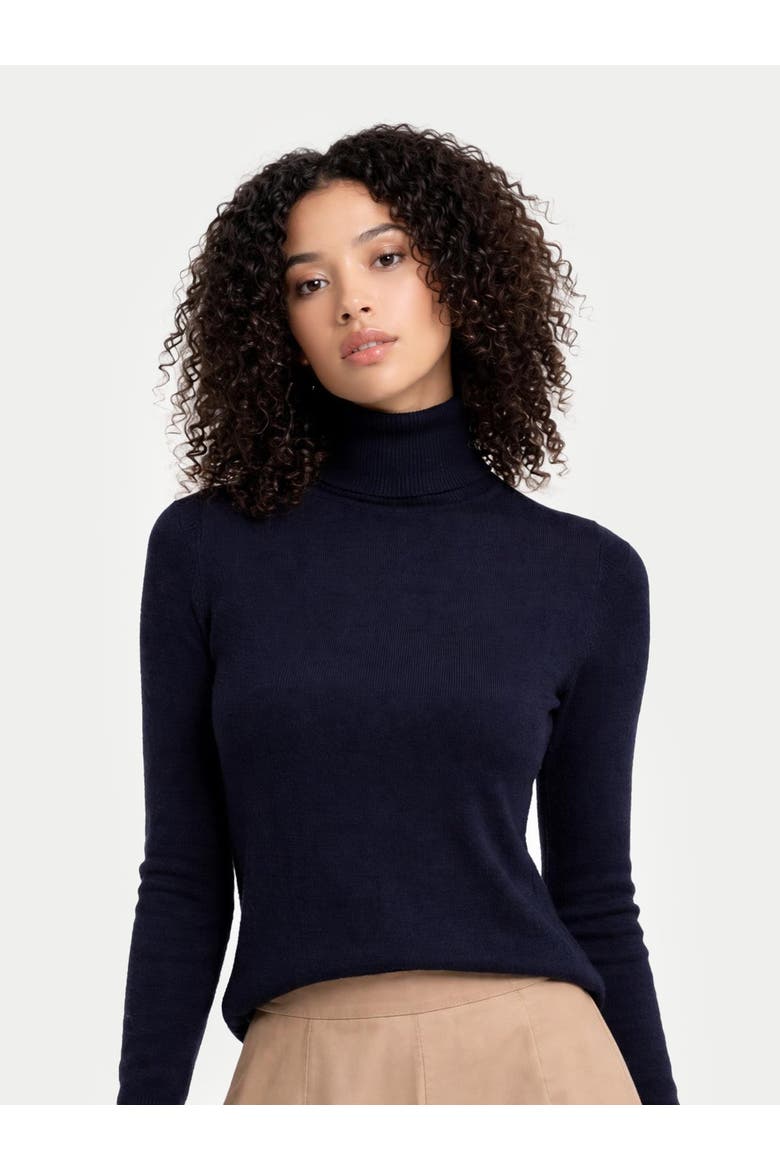 Timeless Cashmere Turtleneck Sweater, Alternate, color, navy blazer