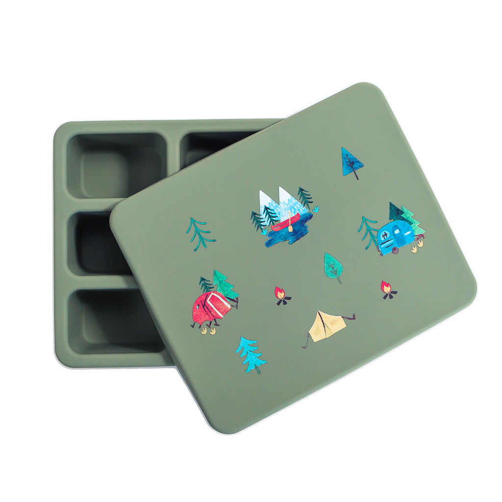 Austin Baby Co Silicone Bento Box in Camper Sage Green 