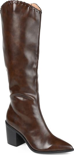 Daria Whipstitch Tall Vegan Leather Western Boot