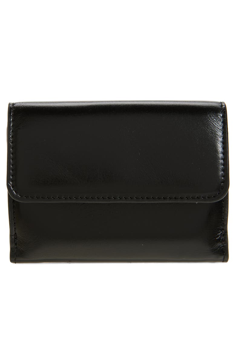 Chloé Mini Chloé Iconic Shiny Leather Trifold Wallet, Alternate, color, 001 Black