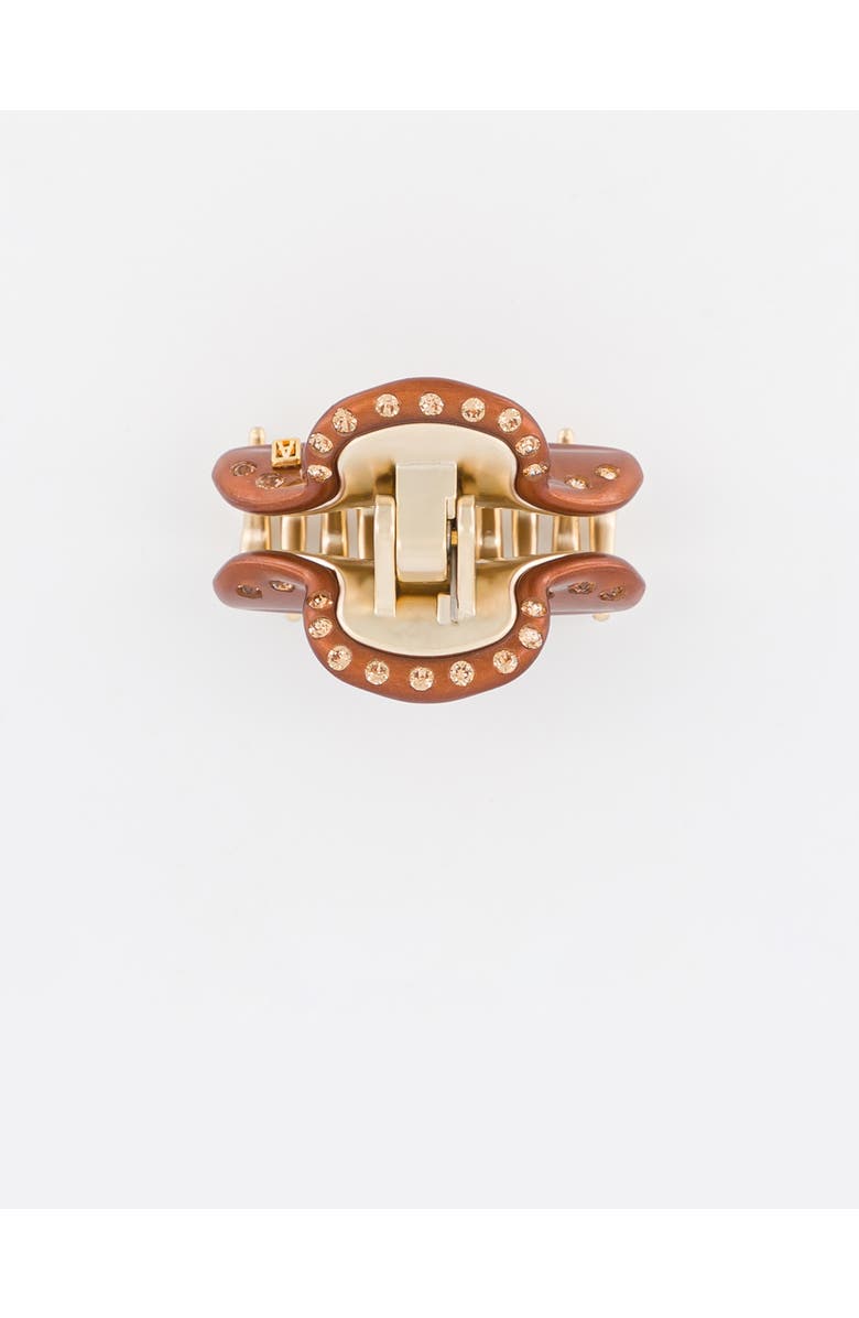 Alexandre de Paris Vendome Crystal Small Hair Clip, Alternate, color, Brown