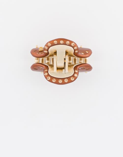 Alexandre De Paris Vendome Crystal Small Hair Clip In Brown