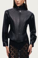 Nocturne Zip-Front Fitted Leather Jacket
