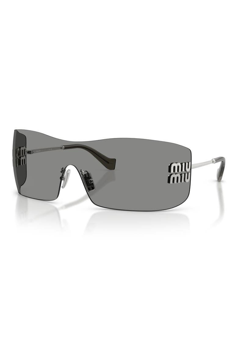 144mm Shield Sunglasses, Alternate, color, SILVER / DARK GREY