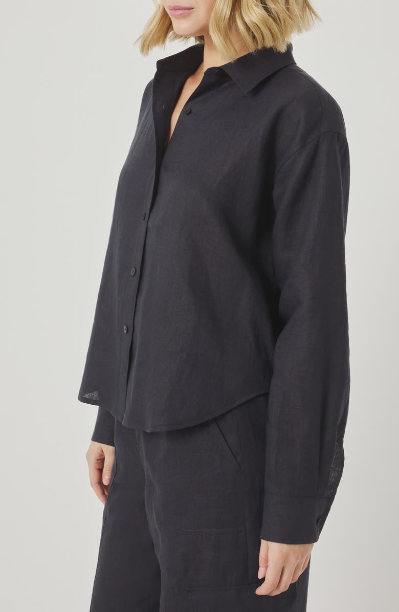 Splendid Stella Linen Button-Up Shirt, Alternate, color, Lead Grey