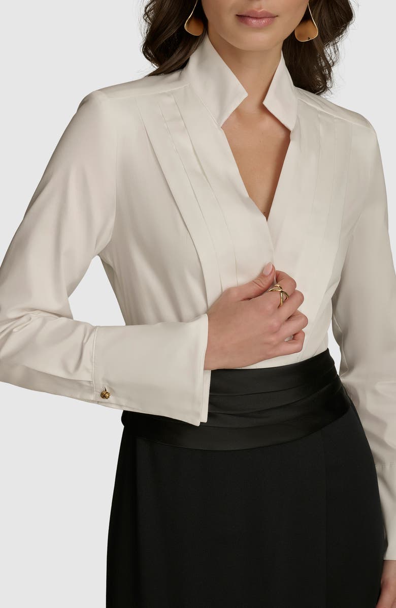 Donna Karan New York Contrast Long Sleeve Gown, Alternate, color, 