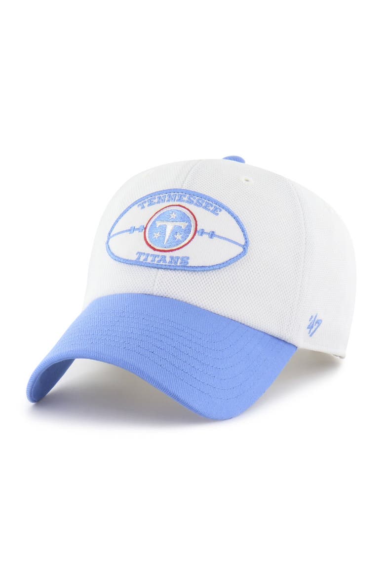 Men's '47 Cream/Light Blue Tennessee Titans Pique Patch Clean Up Adjustable Hat, Main, color, Cream