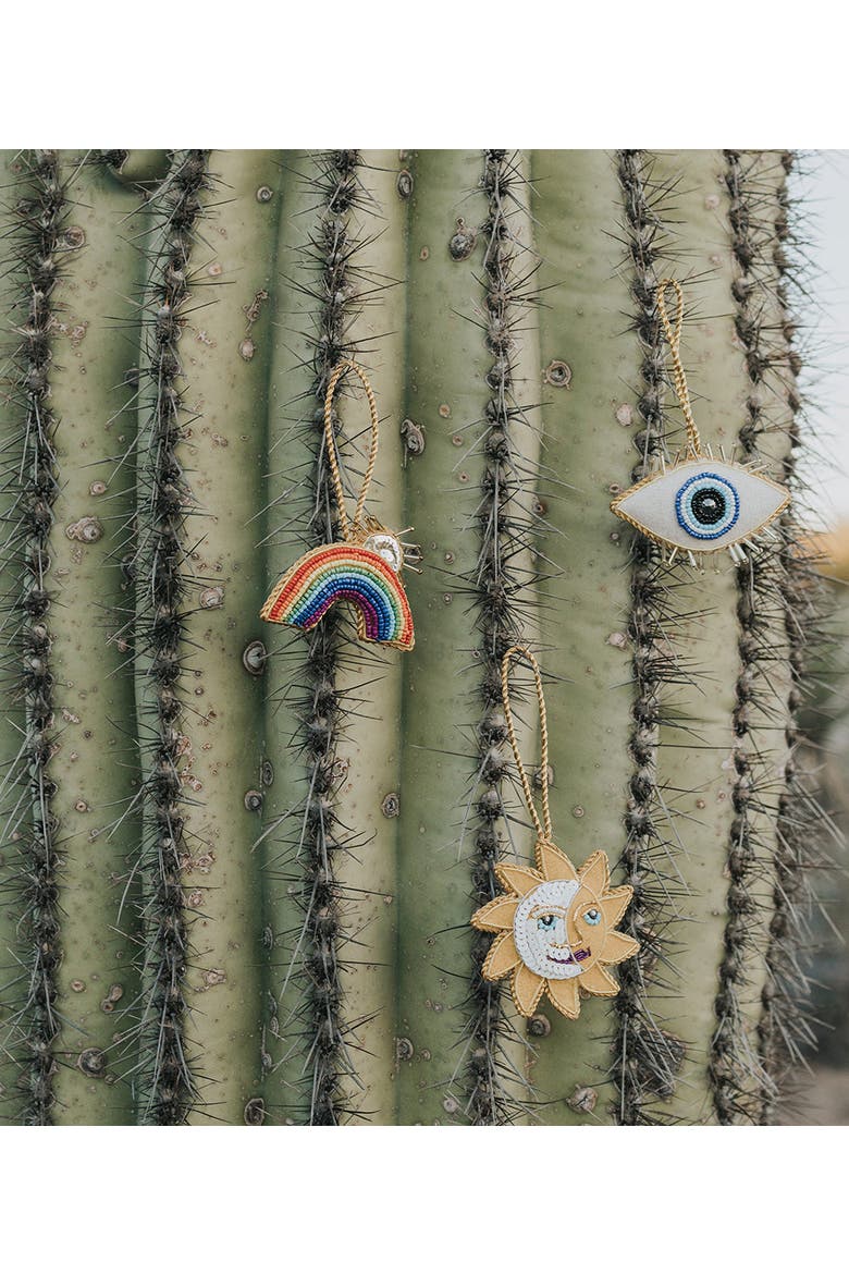 Larissa Plush Evil Eye Felt Ornament - Hand Embroidered, Alternate, color, White