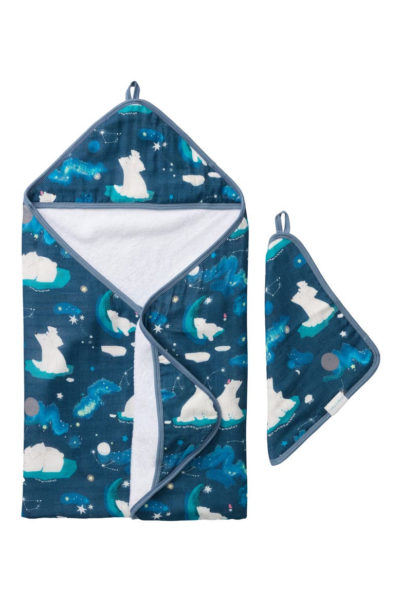 Hooded Towel & Washcloth Set, Main, color, STARGAZING BEARS