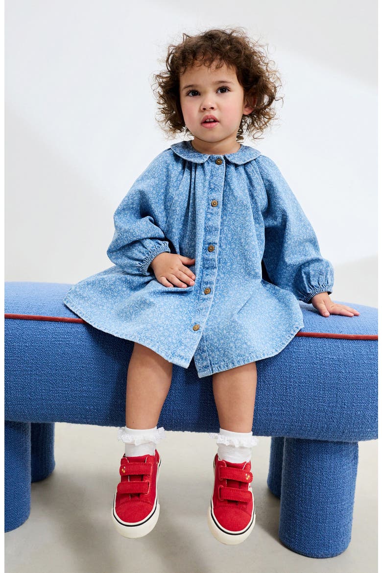 Kids' Ditsy Collared Denim Dress, Alternate, color, BLUE