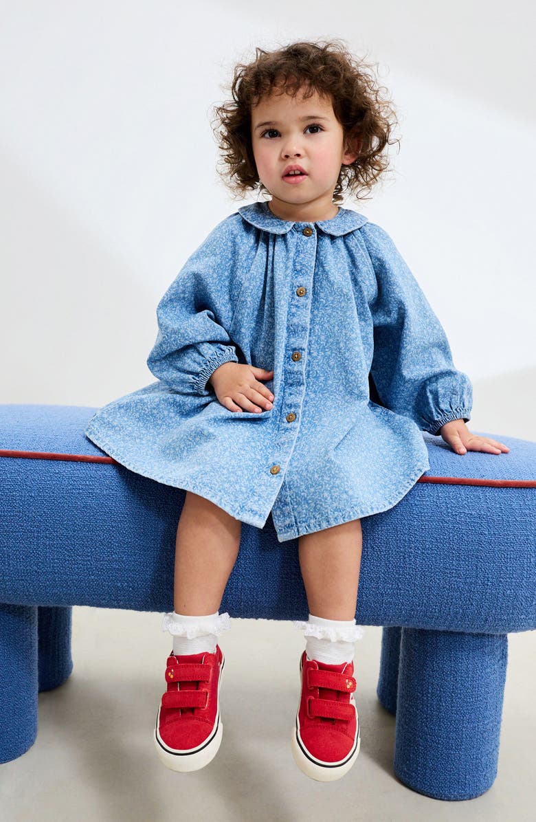 NEXT Kids' Ditsy Collared Denim Dress, Alternate, color, Blue