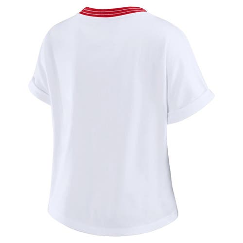 Wear By Erin Andrews White Tampa Bay Buccaneers Cropped Center Stripe Dolman T-shirt In White