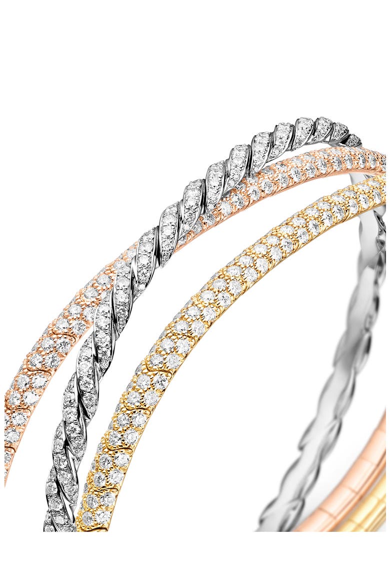 Pavéflex Three Row Diamond Bracelet, Alternate, color, YELLOW/ WHITE/ ROSE GOLD