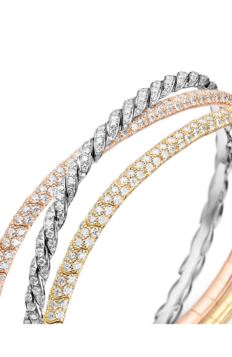 David Yurman Pavéflex Three Row Diamond Bracelet, Alternate, color, Yellow/ White/ Rose Gold