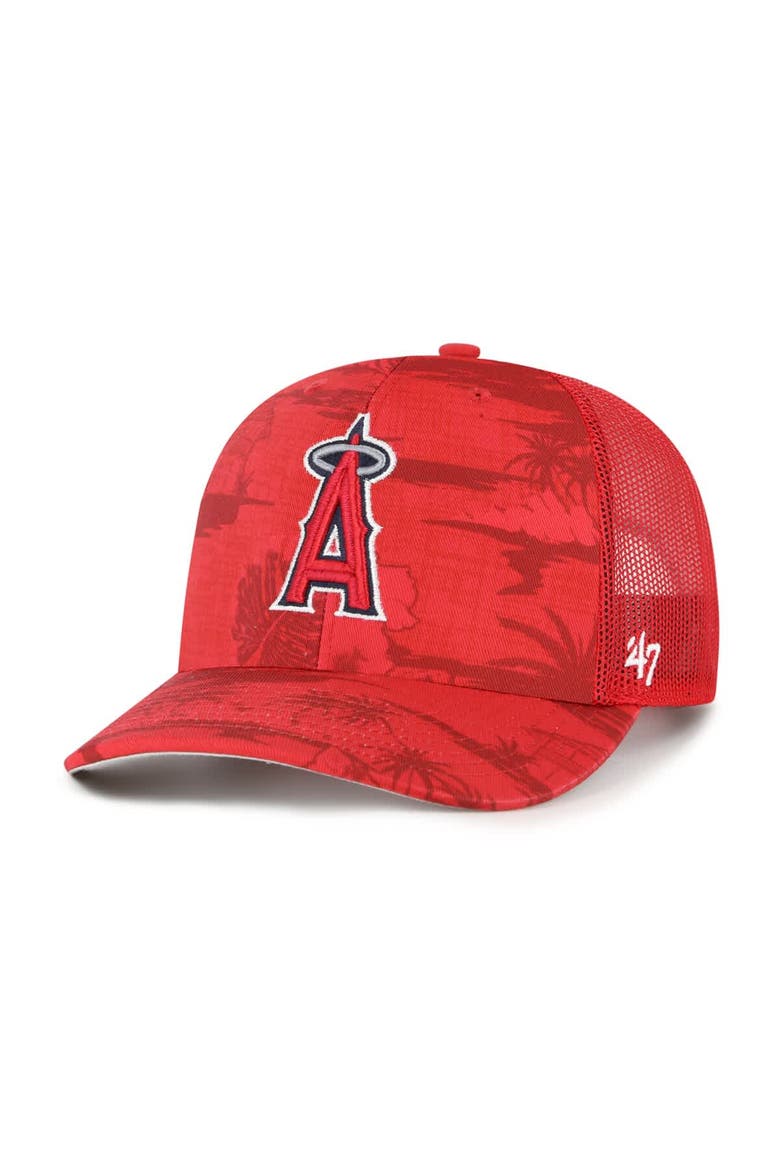 Men's '47 Red Los Angeles Angels Fiji Trucker Adjustable Hat, Main, color, Red