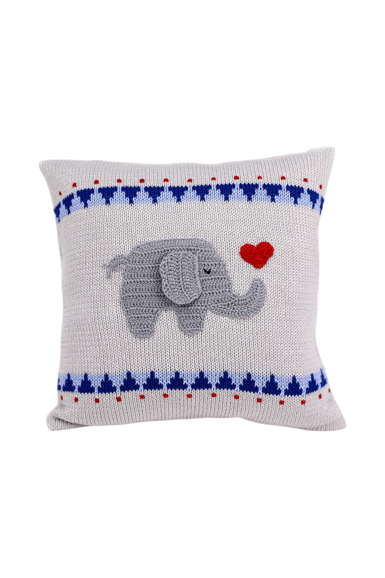 10" Elephant with Heart Pillow, Main, color, Grey